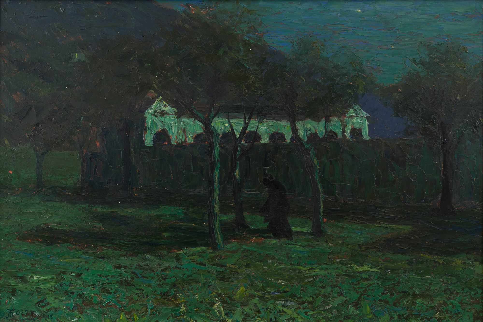 Il cimitero di Suna, notturno, paesaggio (dipinto) di Tozzi, Mario - ambito italiano (XX)