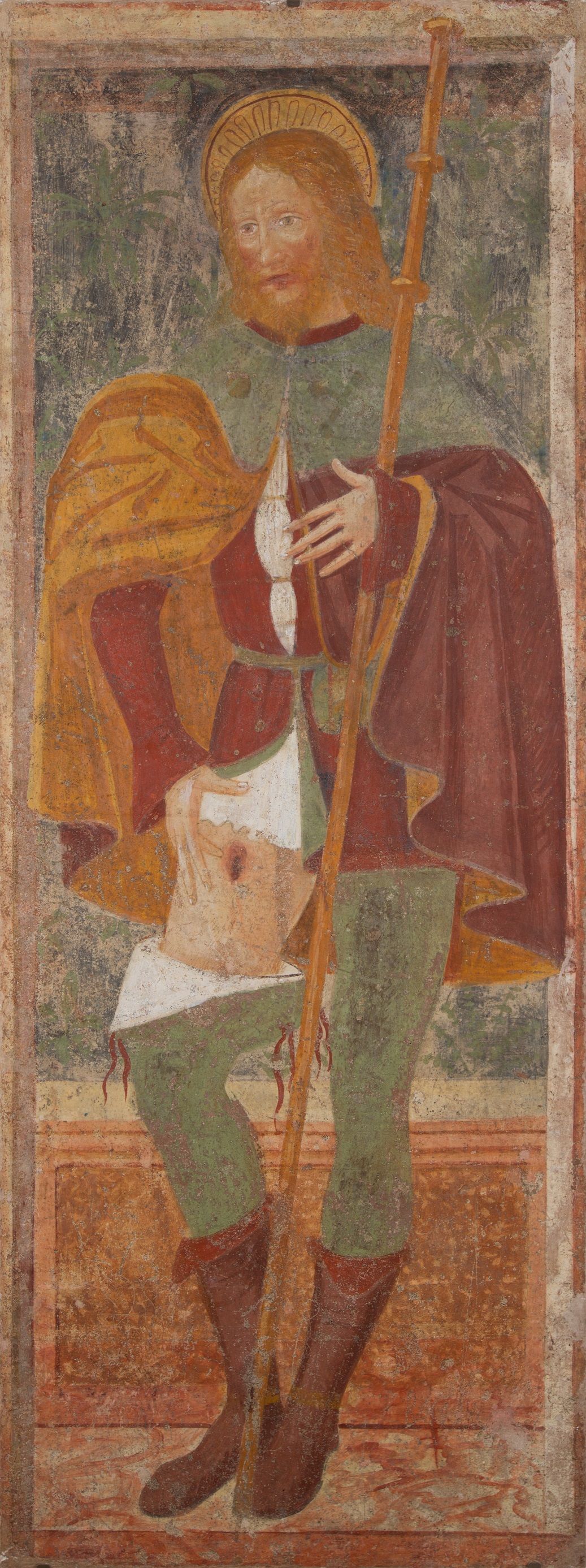 San Rocco mostra le piaghe (dipinto) di Maestro di San Rocco - ambito lombardo (metà/ inizio XV-XVI)