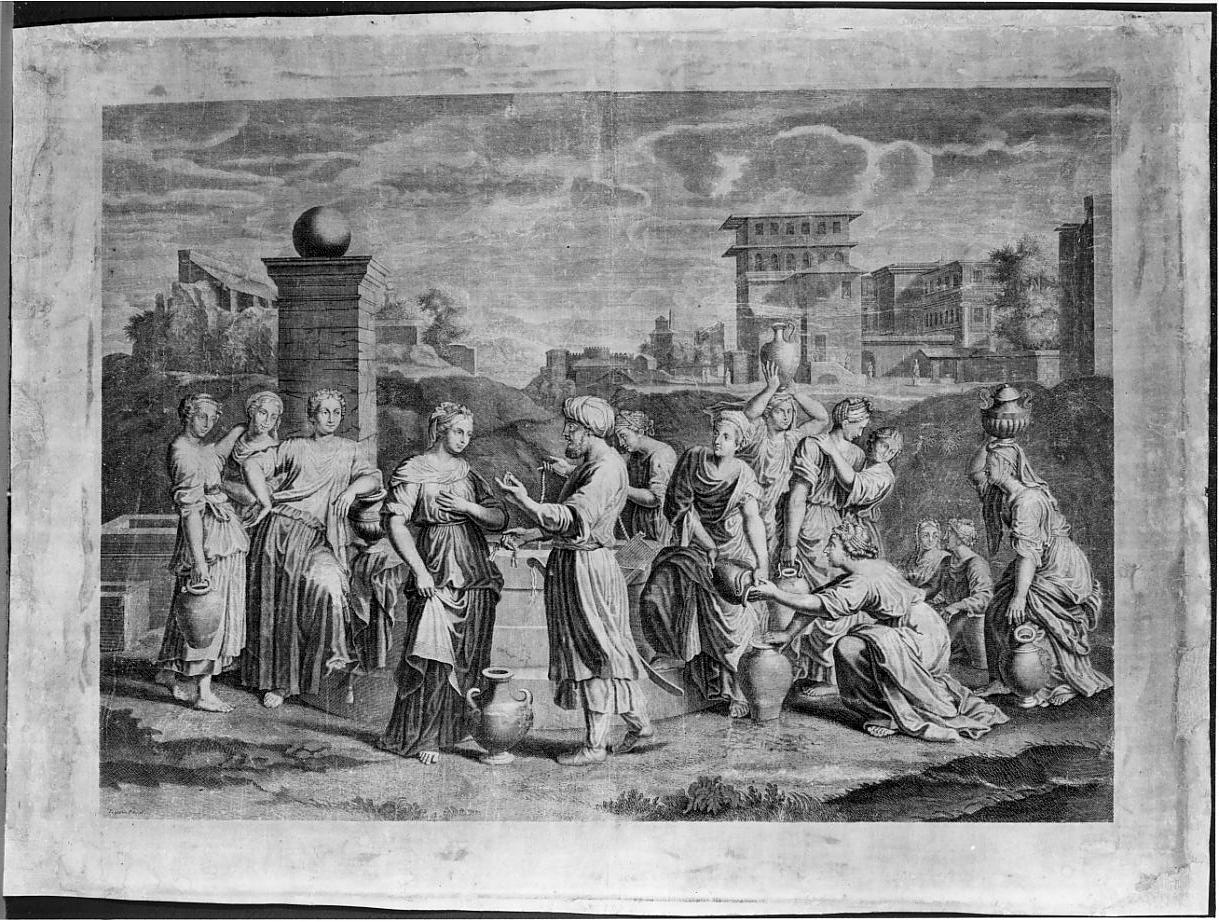 Rebecca al pozzo (stampa) di Poussin Nicolas - ambito francese (prima metà sec. XVIII)