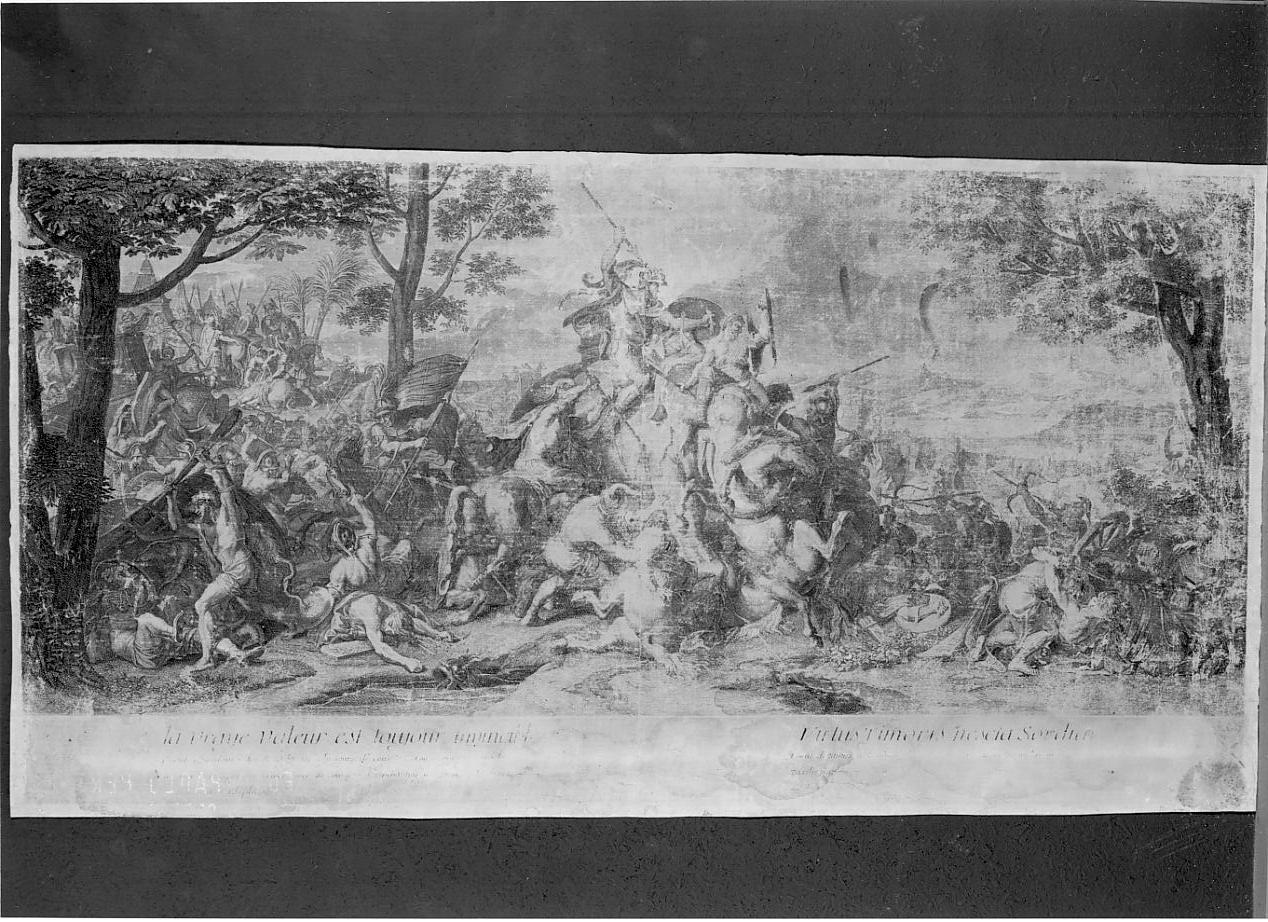 Poro sull'elefante (?) (stampa, stampa composita) di Poussin Nicolas - ambito francese (seconda metà sec. XVII)