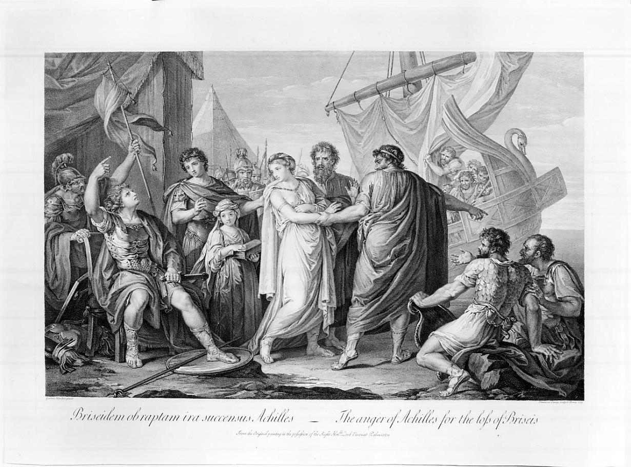 L'ira di Achille per la sottrazione di Briseide (stampa, elemento d'insieme) di Cunego Domenico, Hamilton Gavin (sec. XVIII)