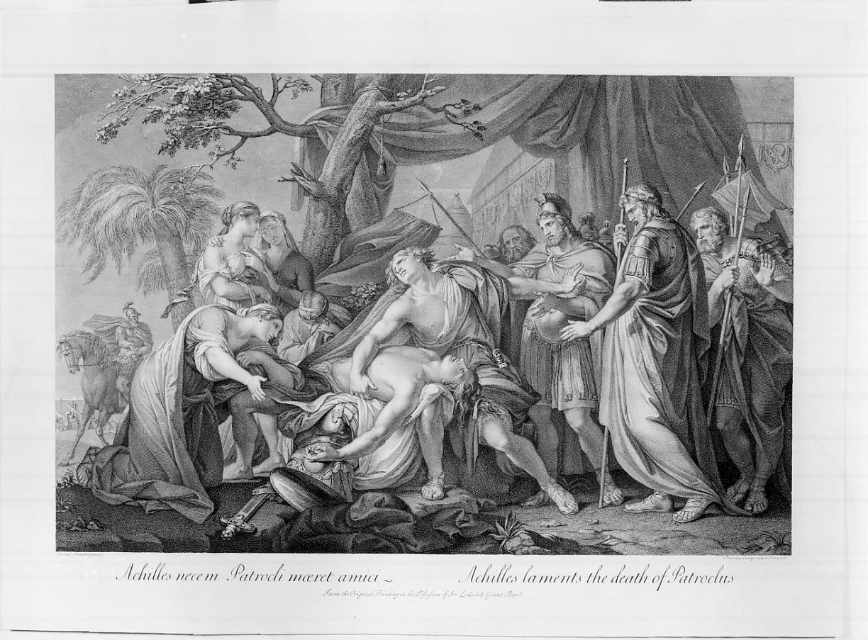 Il lamento di Achille per l'uccisione di Patroclo (stampa, elemento d'insieme) di Cunego Domenico, Hamilton Gavin (sec. XVIII)