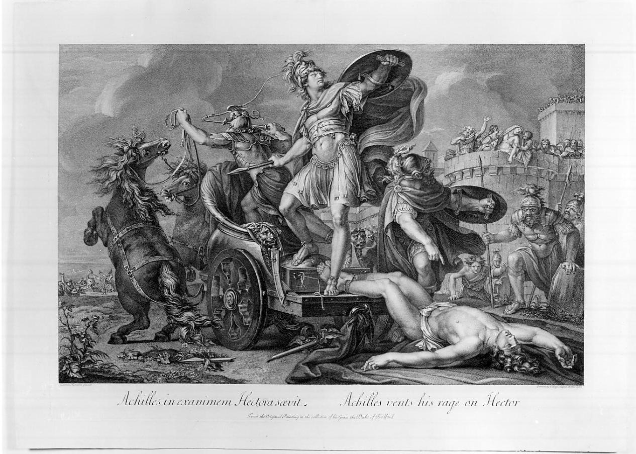 Achille strazia Ettore morto (stampa, elemento d'insieme) di Cunego Domenico, Hamilton Gavin (sec. XVIII)