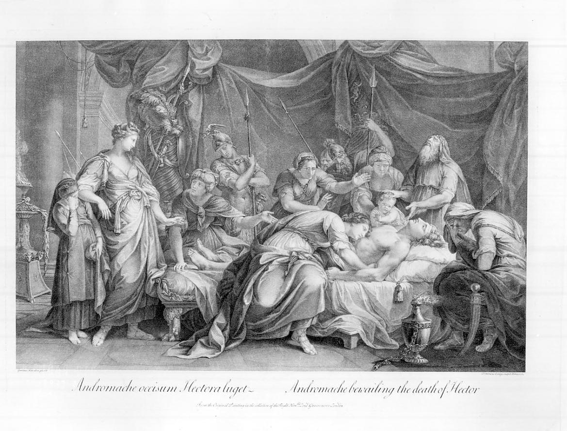 Andromaca piange Ettore morto (stampa, elemento d'insieme) di Cunego Domenico, Hamilton Gavin (sec. XVIII)