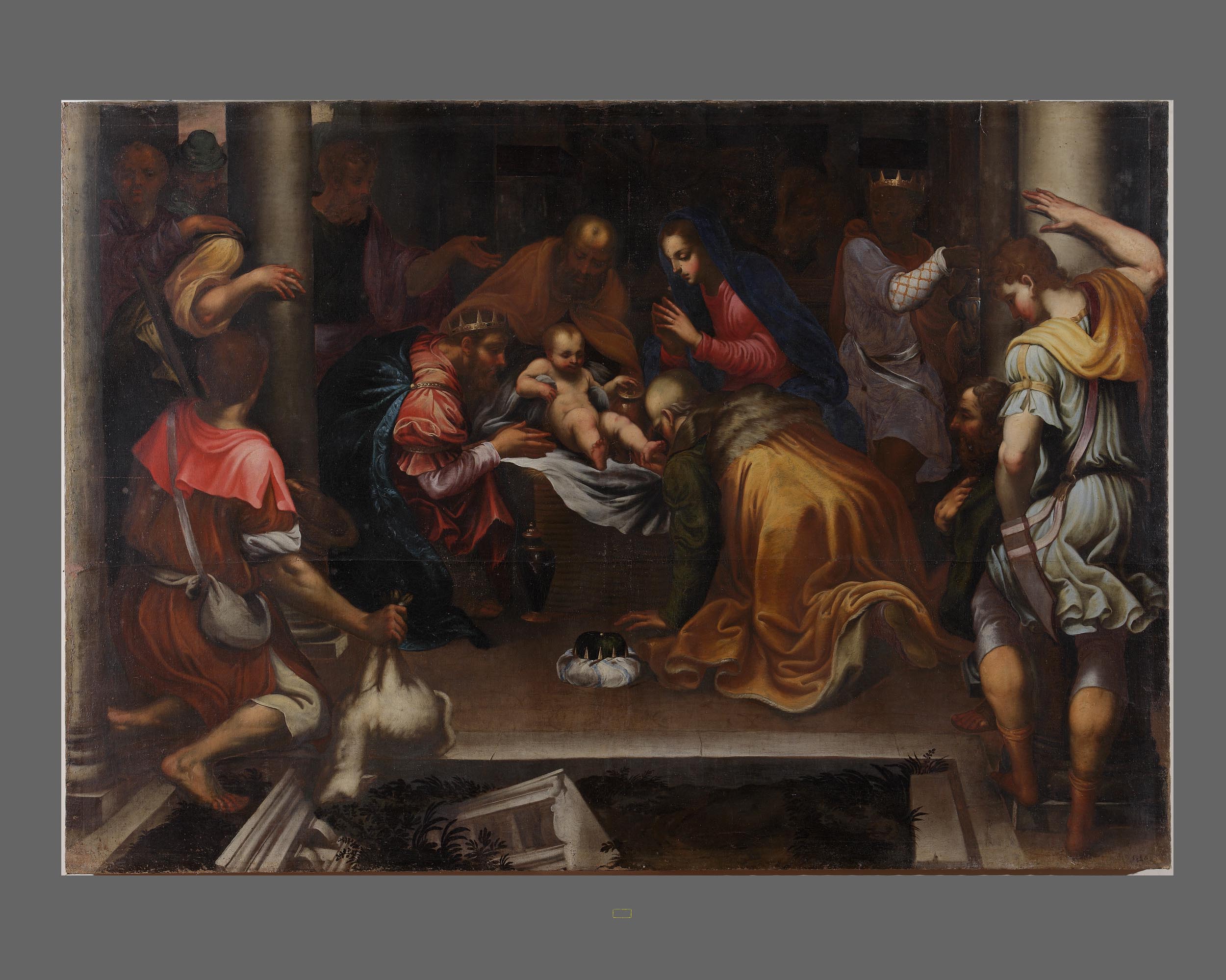 Adorazione dei Re Magi e dei pastori (dipinto, opera isolata) - ambito cremonese-mantovano (sec. XVII)