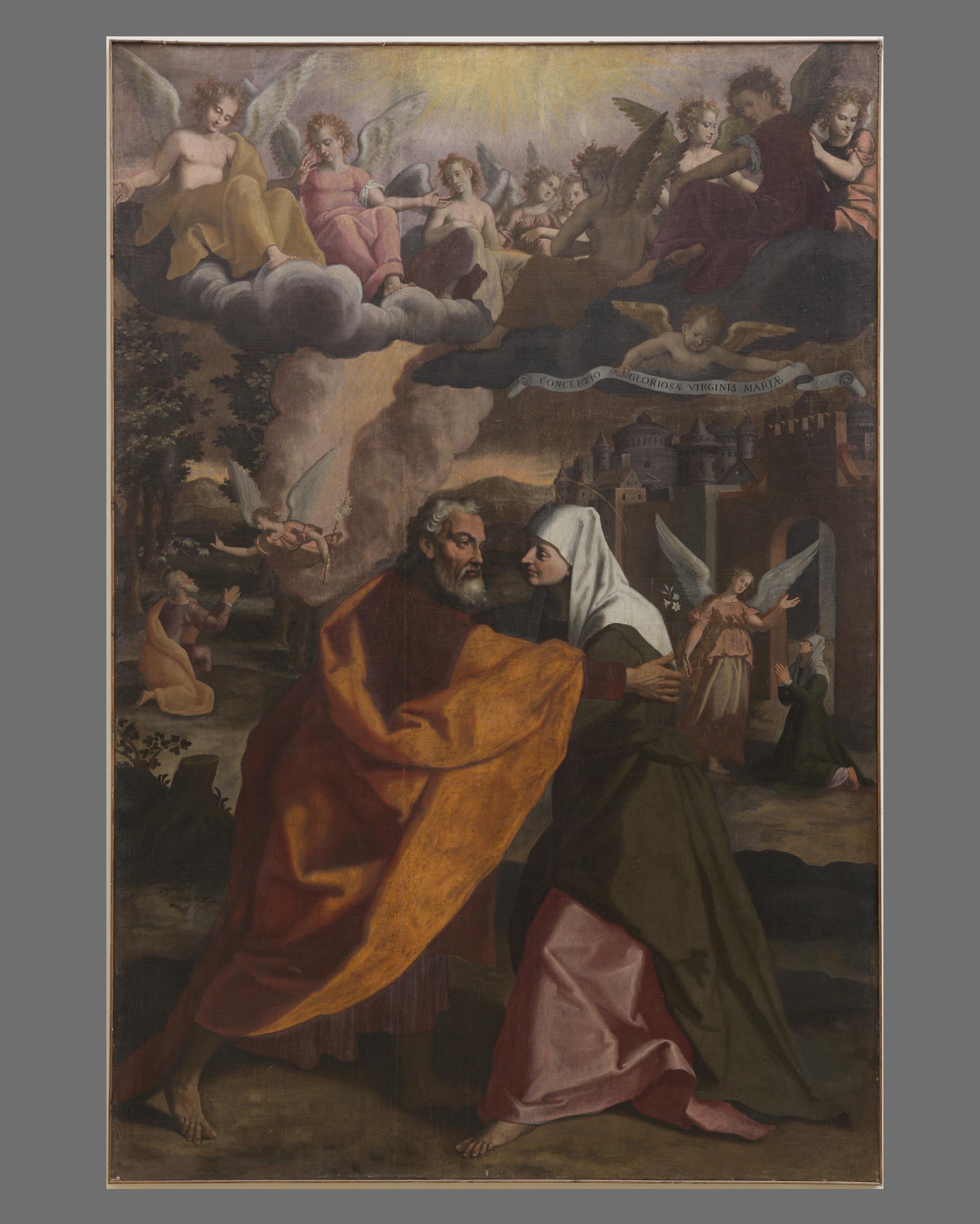 Incontro alla porta Aurea, incontro di Sant'Anna e San Gioacchino alla porta aurea (dipinto, opera isolata) di Malpizzi Bernardino (sec. XVII)
