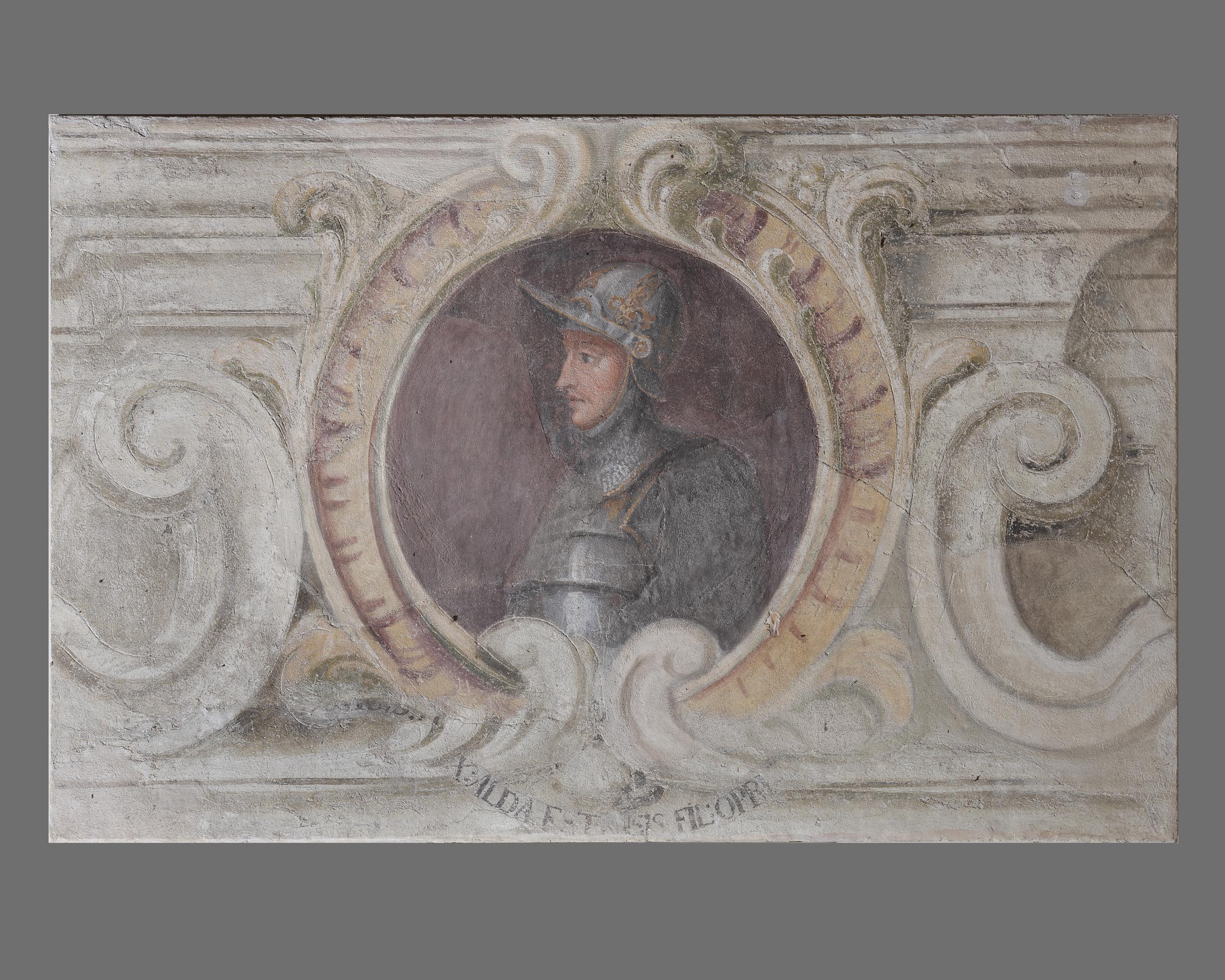 Fregio con ritratto di Ludovico I Gonzaga (dipinto, elemento d'insieme) di Calabrò Antonio (attribuito) (sec. XVIII)