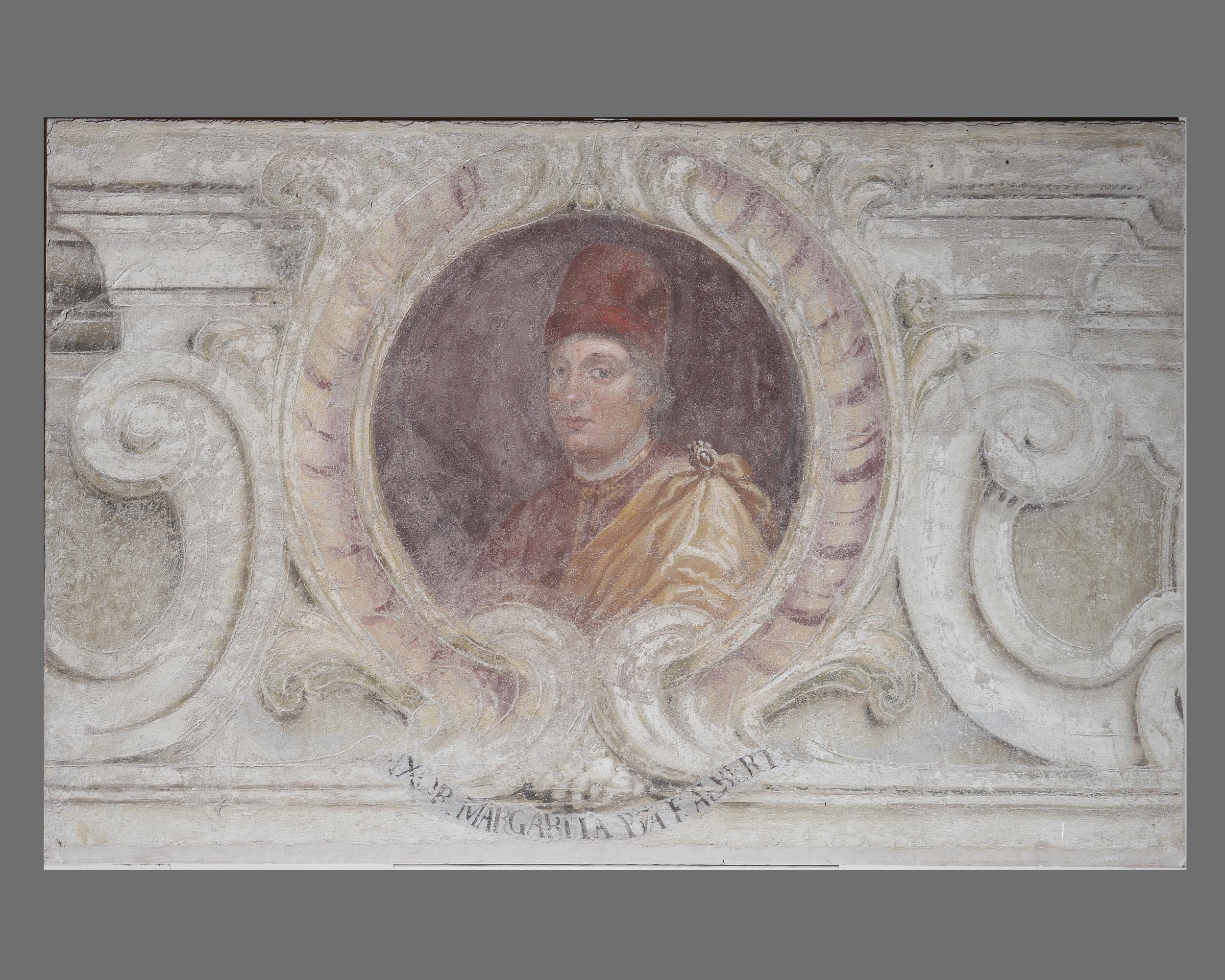Fregio con ritratto di Federico I Gonzaga (dipinto, elemento d'insieme) di Calabrò Antonio (attribuito) (sec. XVIII)