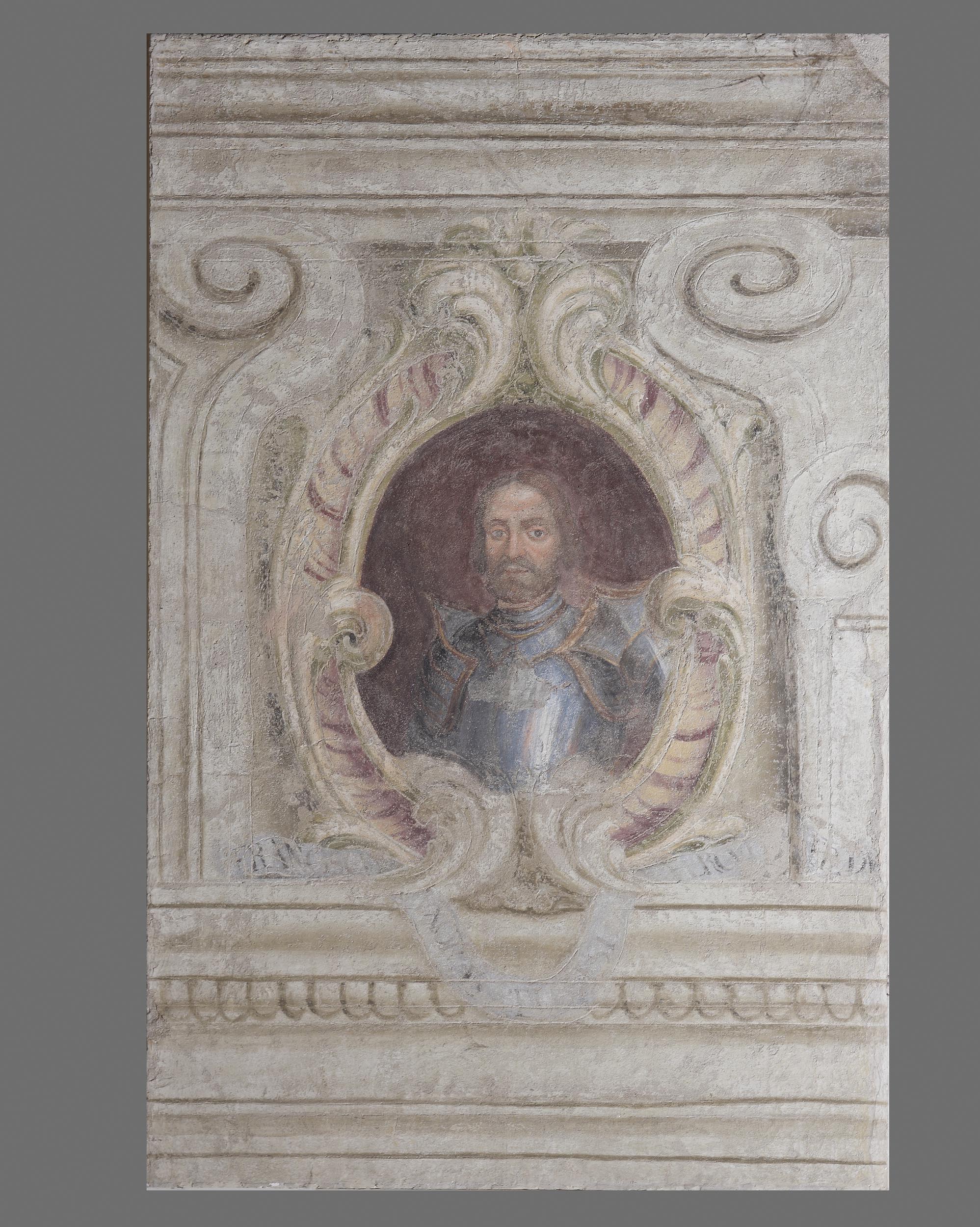 Fregio con ritratto di Francesco II Gonzaga (dipinto, elemento d'insieme) di Calabrò Antonio (attribuito) (sec. XVIII)