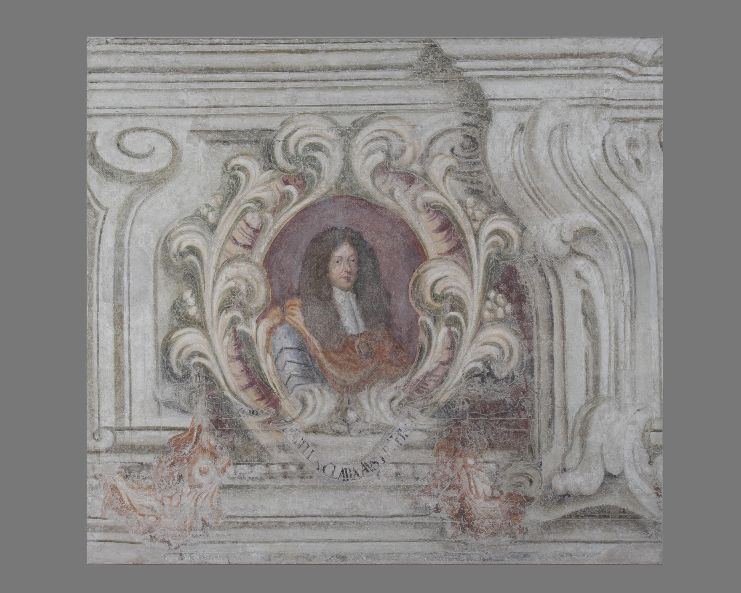 Fregio con ritratto di Carlo II Gonzaga Nevers (dipinto, elemento d'insieme) di Calabrò Antonio (attribuito) (sec. XVIII)