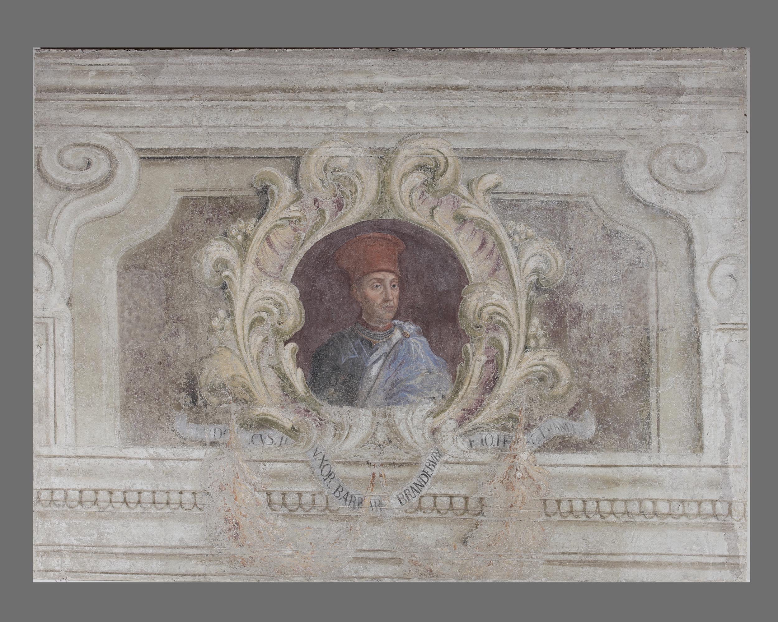 Fregio con ritratto di Ludovico II Gonzaga (dipinto, elemento d'insieme) di Calabrò Antonio (attribuito) (sec. XVIII)