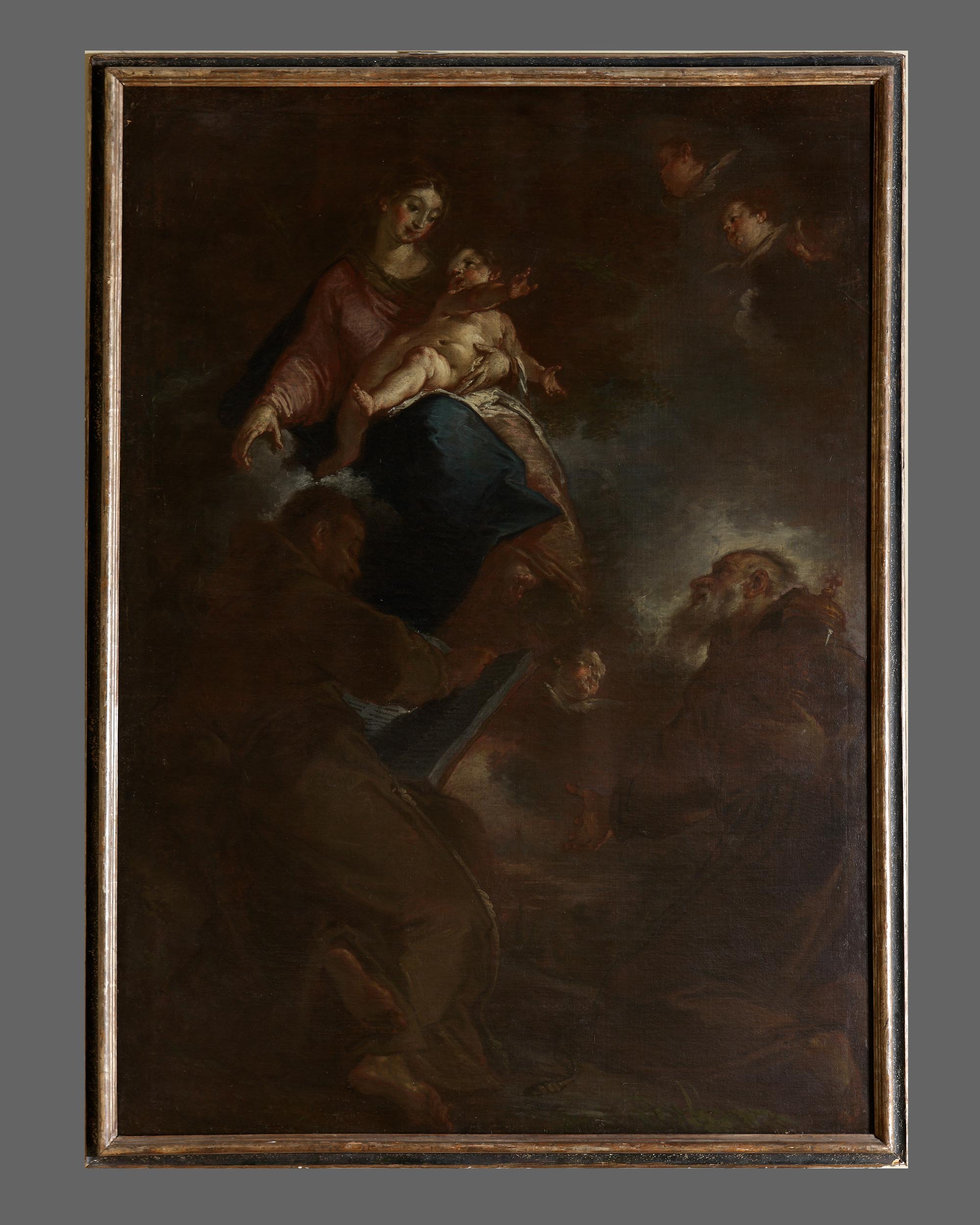 Madonna col Bambino e i santi Giovanni da Capestrano e Giacomo della Marca (dipinto, opera isolata) di Bazzani Giuseppe (sec. XVIII)