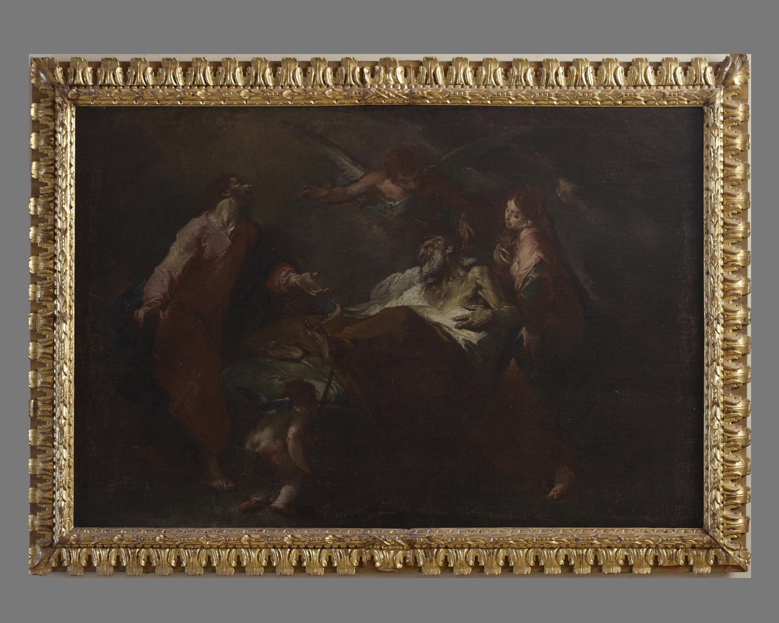 Transito di San Giuseppe, morte di San Giuseppe (dipinto, opera isolata) di Bazzani Giuseppe (sec. XVIII)