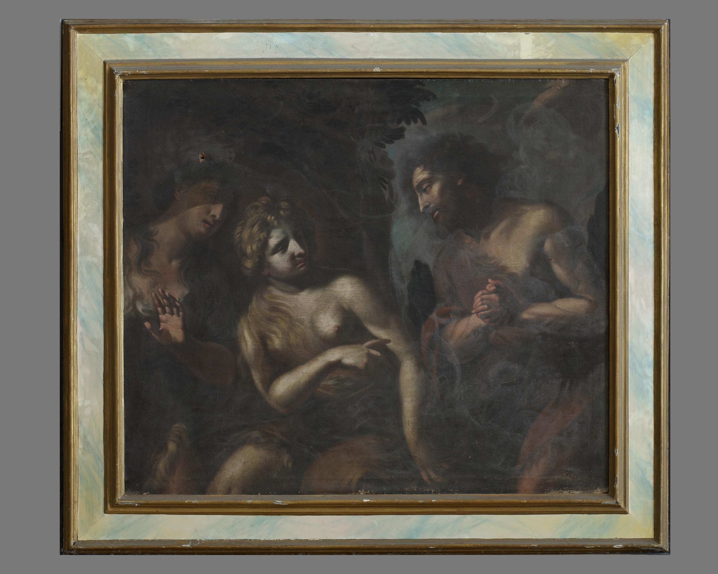 Lamech e le due mogli Ada e Sella o Zilla (dipinto, elemento d'insieme) di Paglia Francesco (attribuito) (secc. XVII/ XVIII)