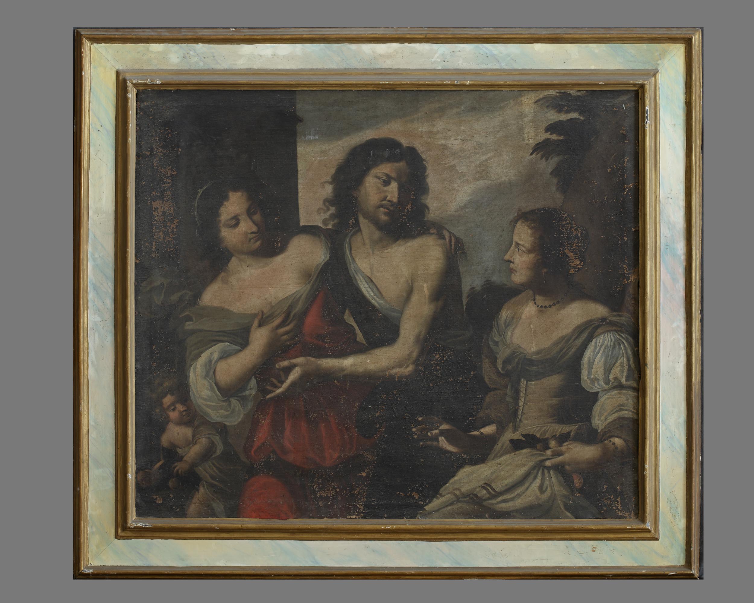 Giacobbe con le mogli Lia e Rachele (dipinto, elemento d'insieme) di Paglia Francesco (attribuito) (secc. XVII/ XVIII)