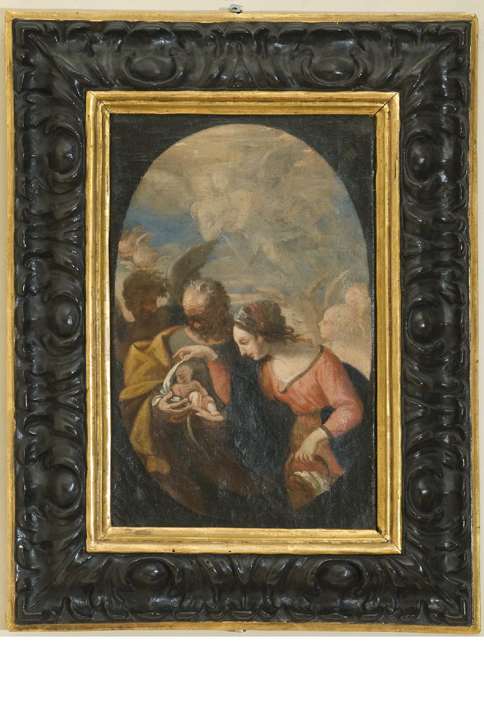 Sacra Famiglia con angelo (dipinto, opera isolata) di Lamberti Giuseppe (attribuito) (sec. XVIII)
