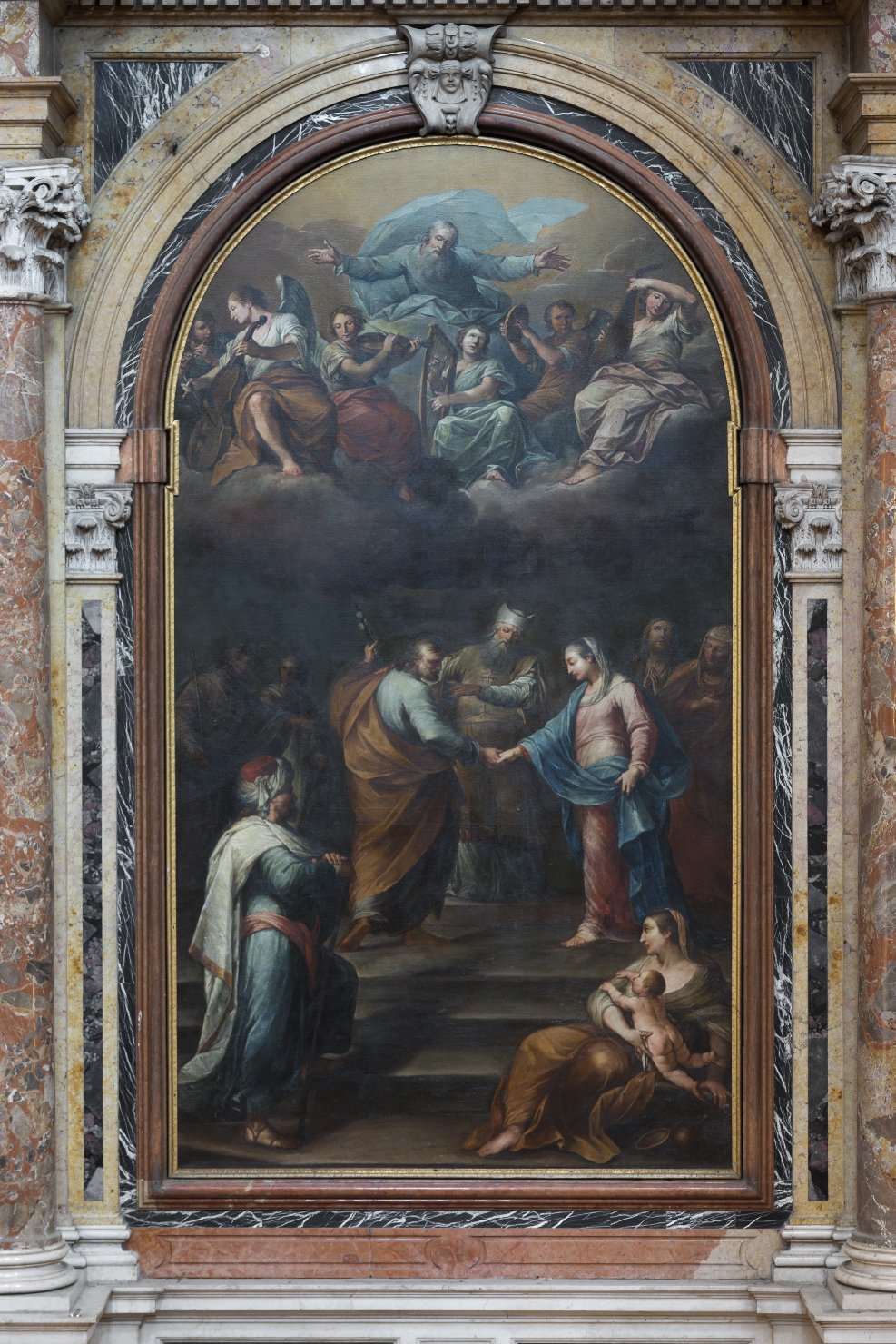 Sposalizio di Maria Vergine (dipinto) di Vellani Francesco, Camuncoli Francesco (sec. XVIII, sec. XVIII)