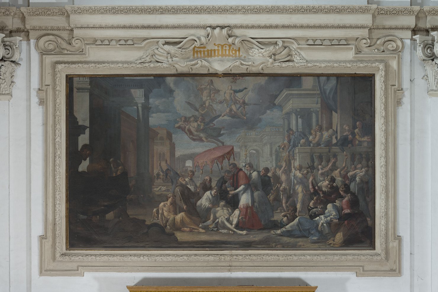 San Carlo Borromeo comunica gli appestati (dipinto) di Caula Sigismondo (sec. XVII)