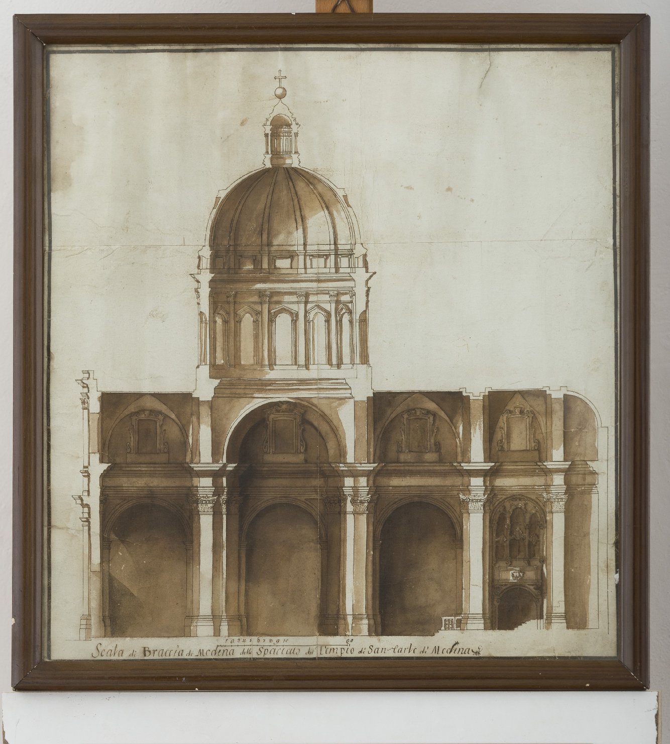 spaccato della chiesa di S. Carlo in Modena (disegno architettonico) di Piazza Giovanni Pietro (attribuito) (seconda metà sec. XVII)