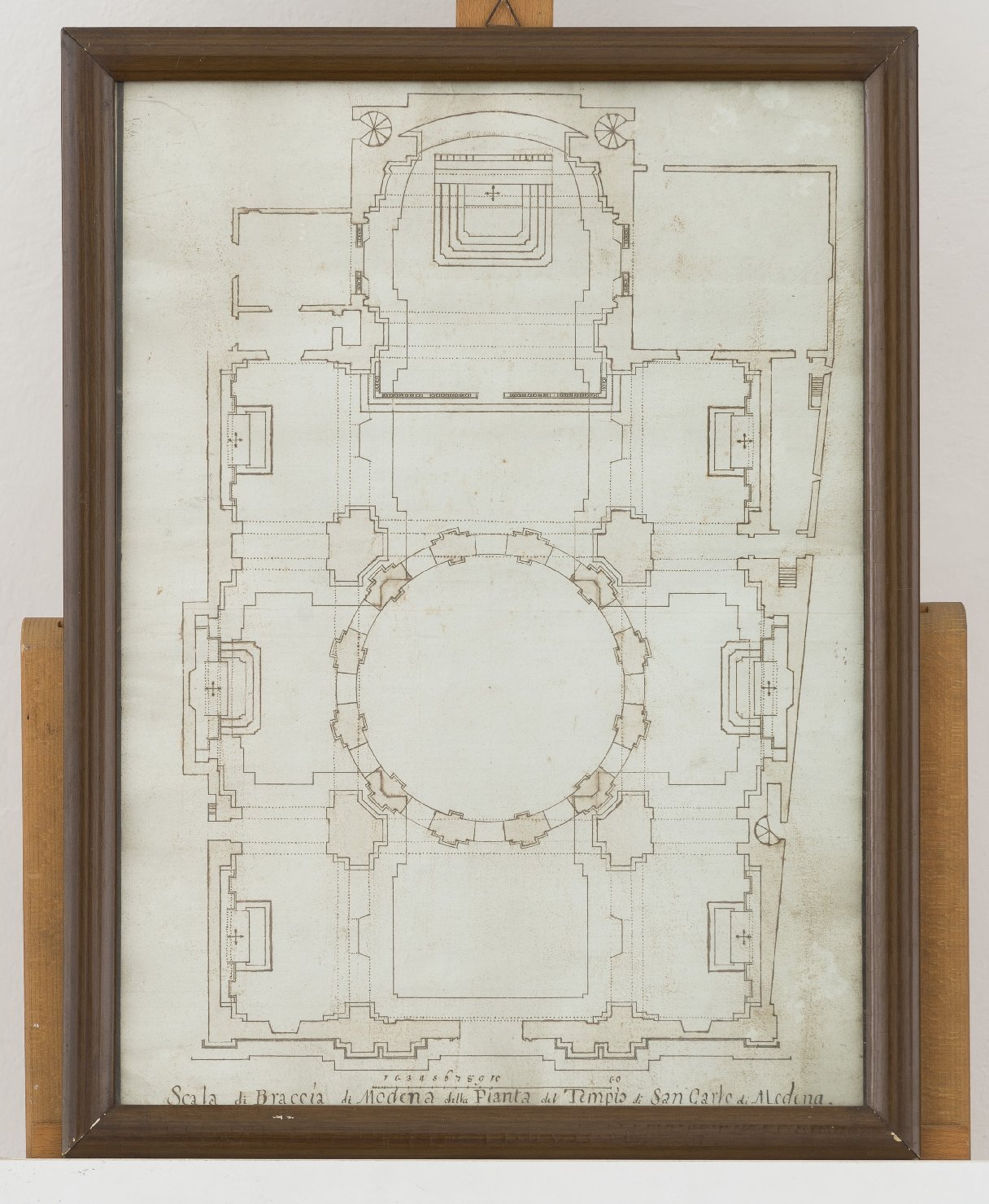 pianta della chiesa di S. Carlo in Modena (disegno architettonico) di Piazza Giovanni Pietro (attribuito) (fine sec. XVII)