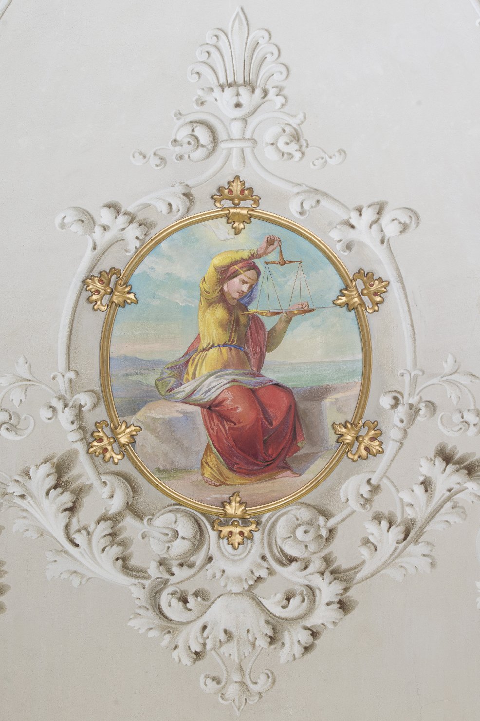 Virtù Cardinali, decorazioni fitomorfe, angeli adoranti (decorazione pittorica) di Manzini Ferdinando, Costa Cesare (attribuito), Venturi Gaetano (sec. XIX)