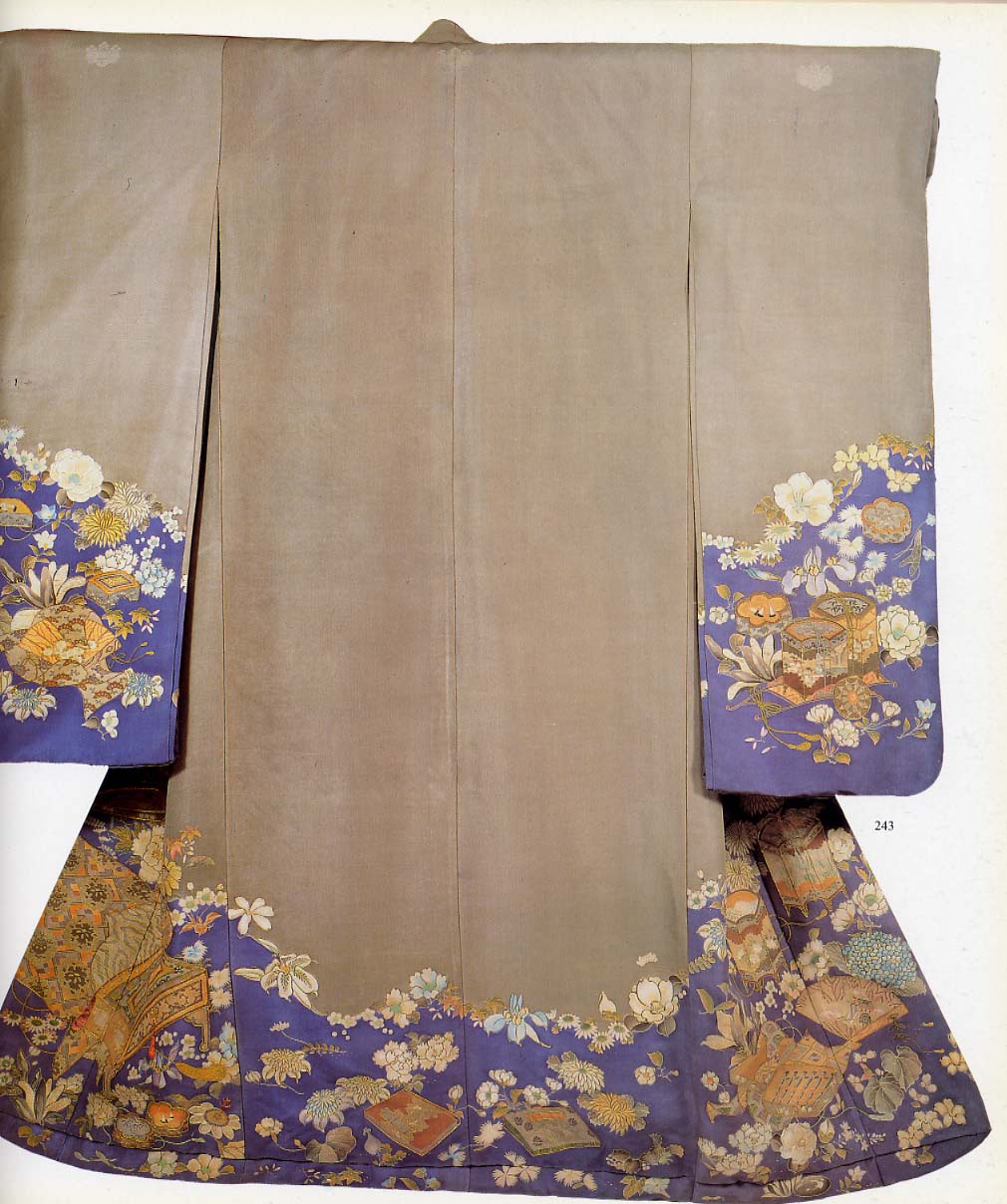 fiori e oggetti del quotidiano (abito femminile, elemento d'insieme) - ambito giapponese (seconda metà XIX)