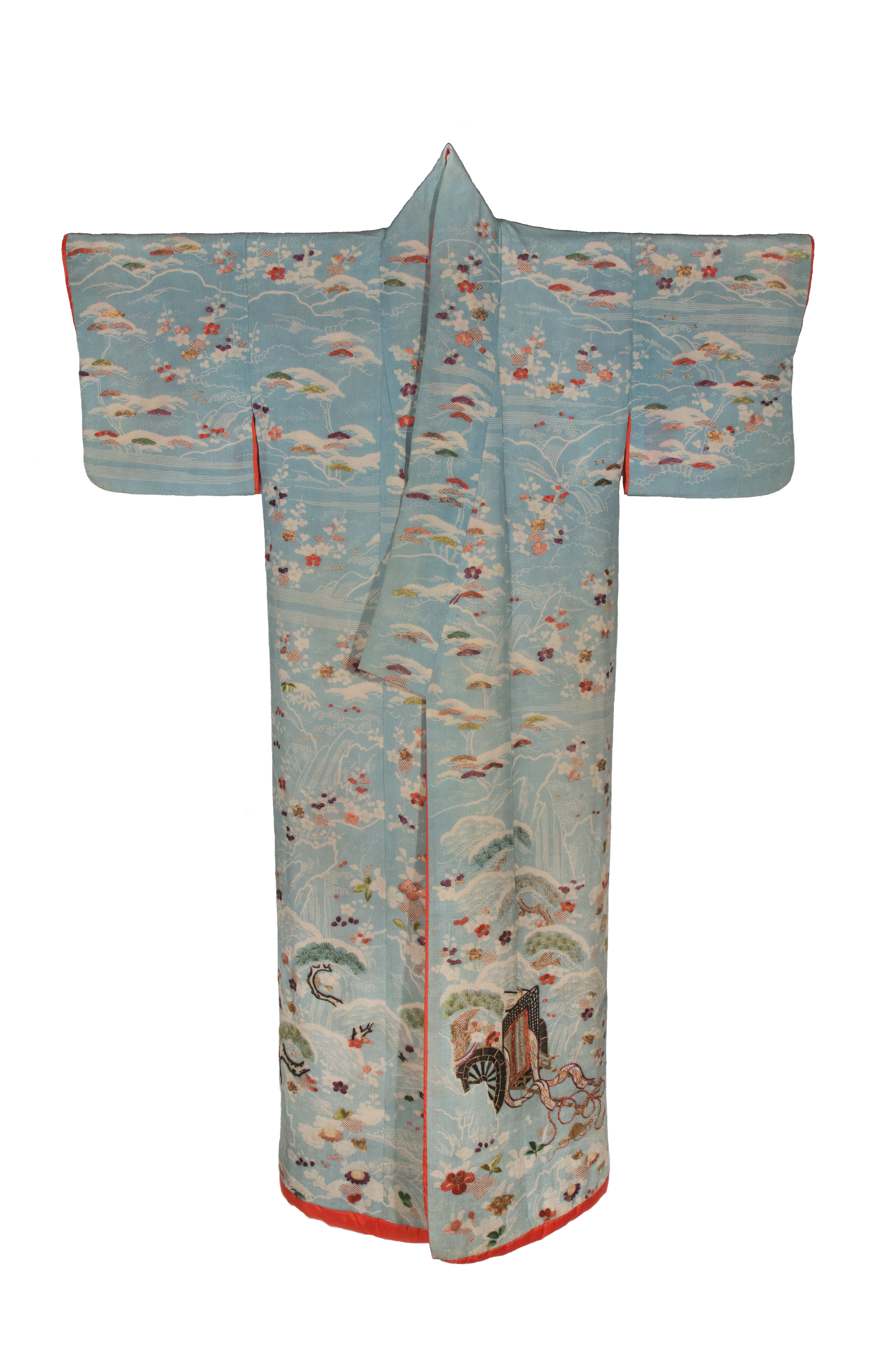 paesaggio fantastico (abito femminile, elemento d'insieme) - ambito giapponese (fine/ inizio XVIII/XIX)