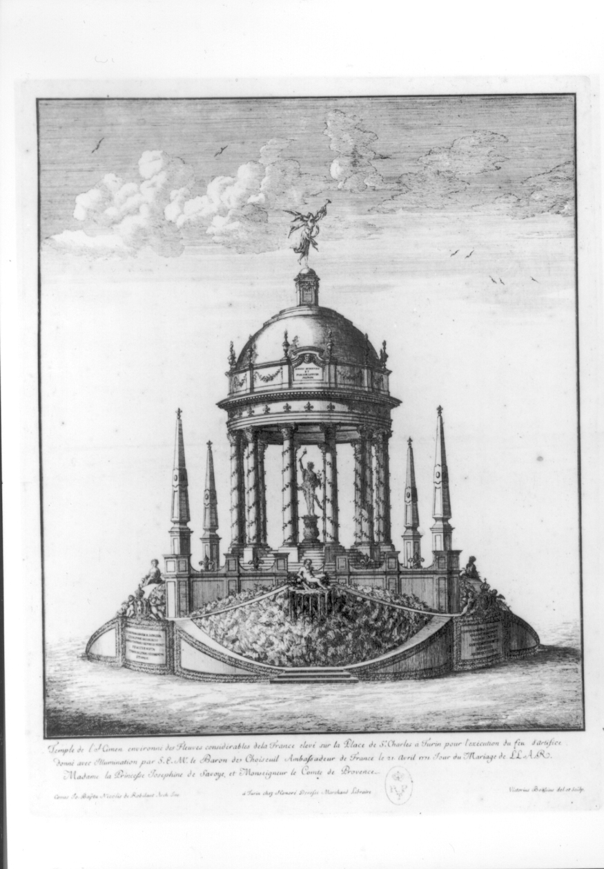 Tempio di Imene, Architettura (stampa) di Nicolis di Robilant Filippo Giovanni Battista, Boasso Vittorio (terzo quarto sec. XVIII)