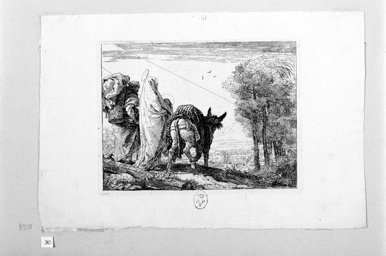 la fuga in Egitto, fuga in Egitto (stampa) di Tiepolo Gian Domenico (seconda metà sec. XVIII)