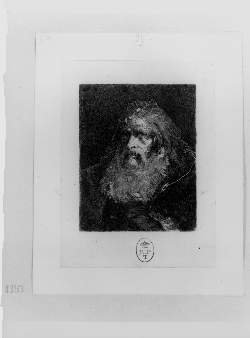 Ritratto di vecchio barbuto, testa d'uomo (stampa) di Tiepolo Giovanni Battista, Tiepolo Gian Domenico (sec. XVIII)