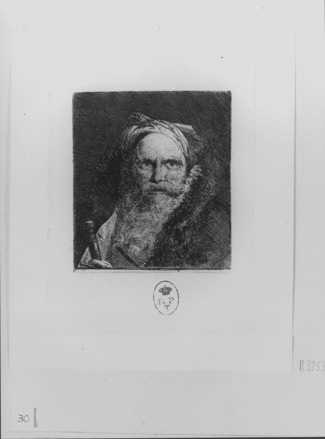 Ritratto di vecchio col turbante e una spada, testa d'uomo con turbante (stampa) di Tiepolo Giovanni Battista, Tiepolo Gian Domenico (sec. XVIII)