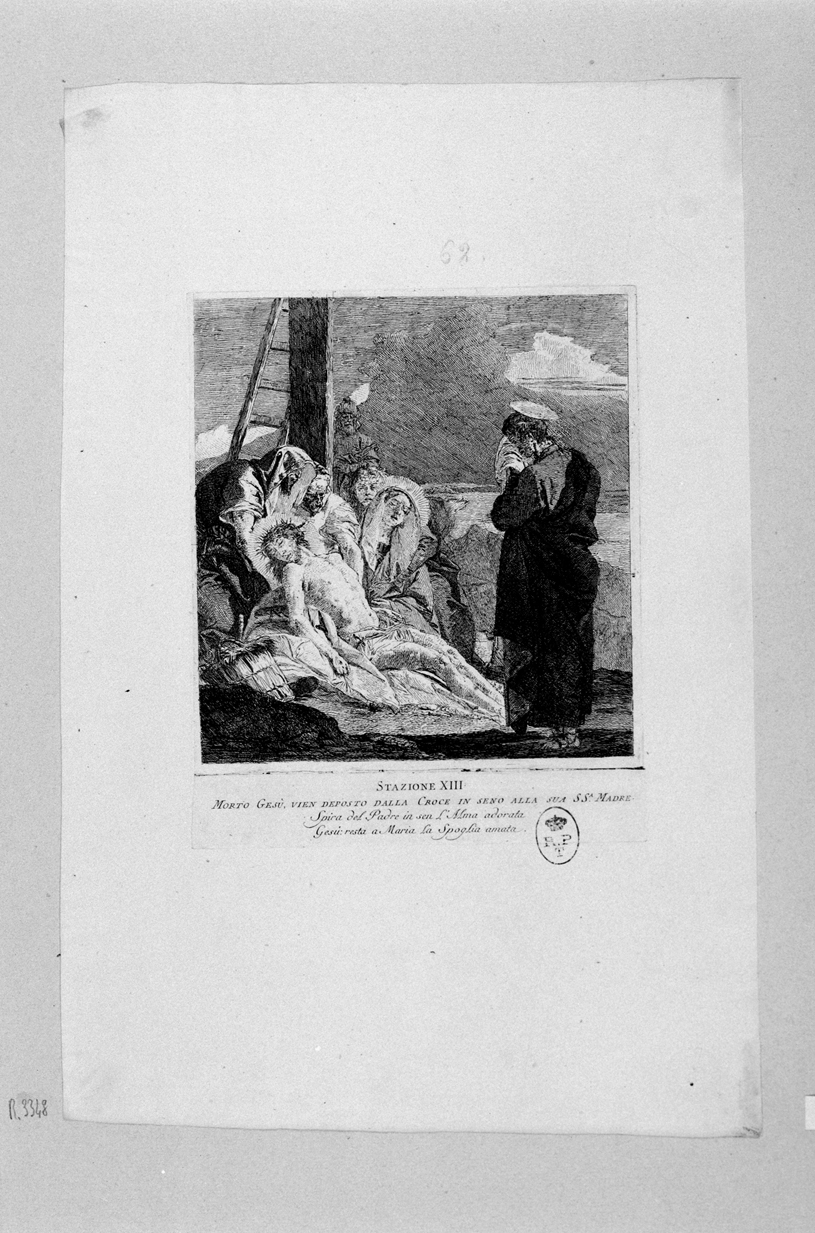 stazione XIII: Gesù deposto dalla croce, stazione XIII: Gesù deposto dalla croce (stampa) di Tiepolo Gian Domenico (metà sec. XVIII)