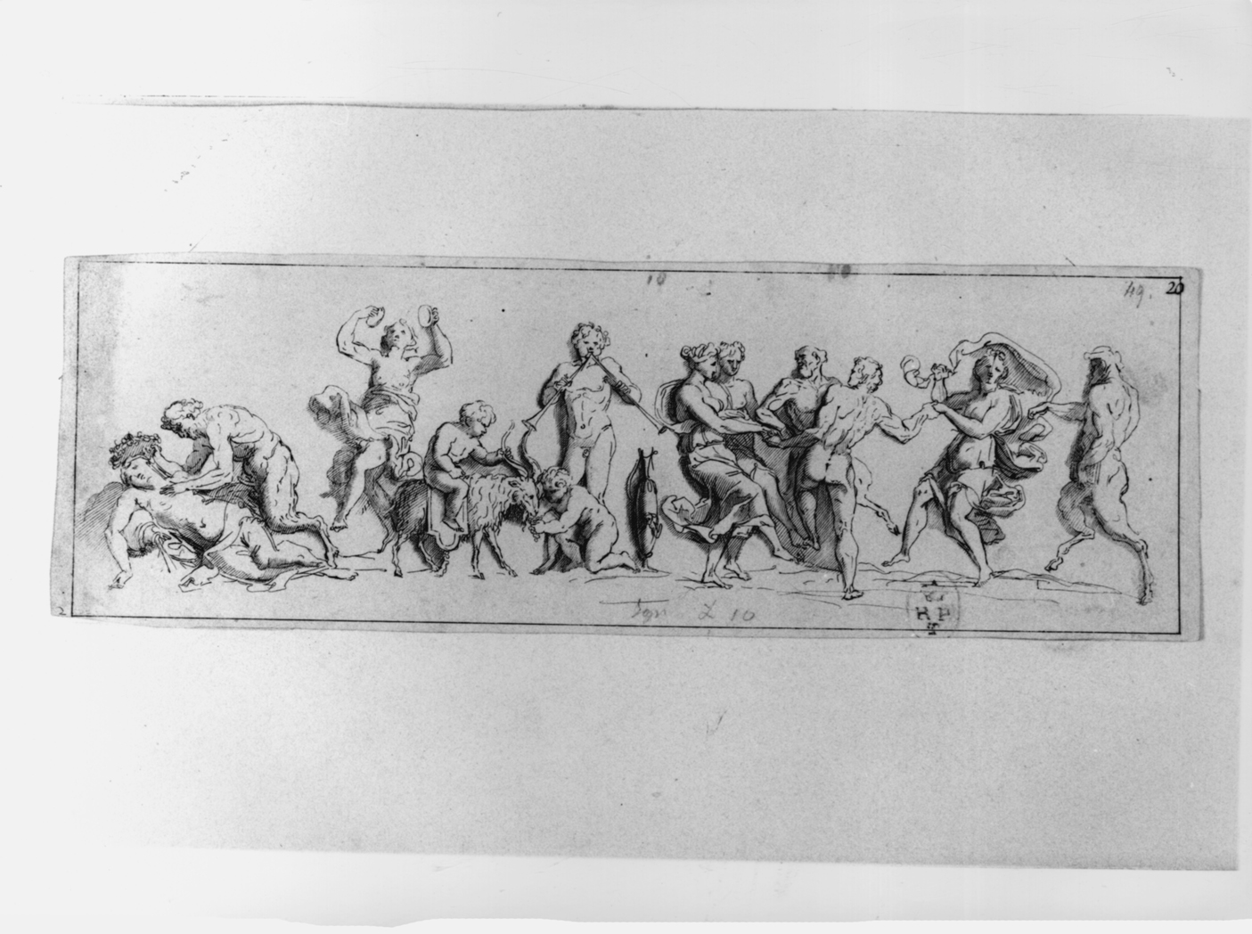 baccanale osceno con danzatori, baccanale (stampa smarginata) - ambito veneto (sec. XVIII)