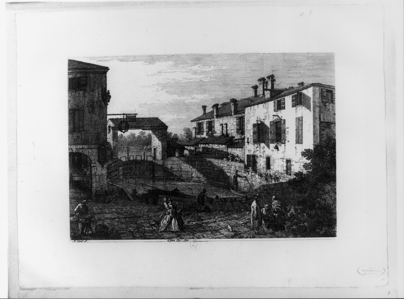 Le porte del Dolo, veduta delle Porte di Dolo (stampa, serie) di Canal Giovanni Antonio detto Canaletto (secondo quarto sec. XVIII)