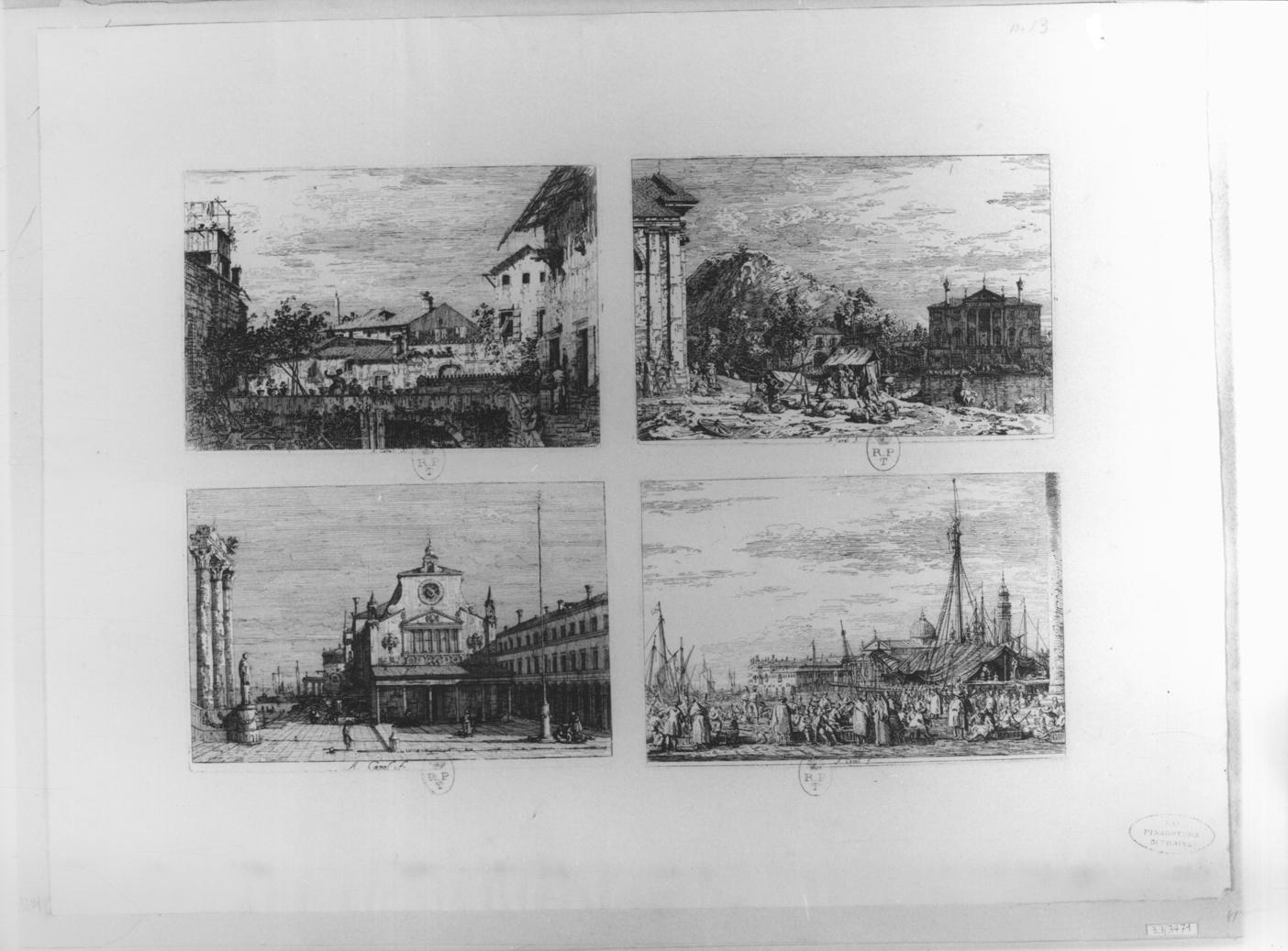 Quattro vedute di città, vedute di città (stampa, serie) di Canal Giovanni Antonio detto Canaletto (secondo quarto sec. XVIII)