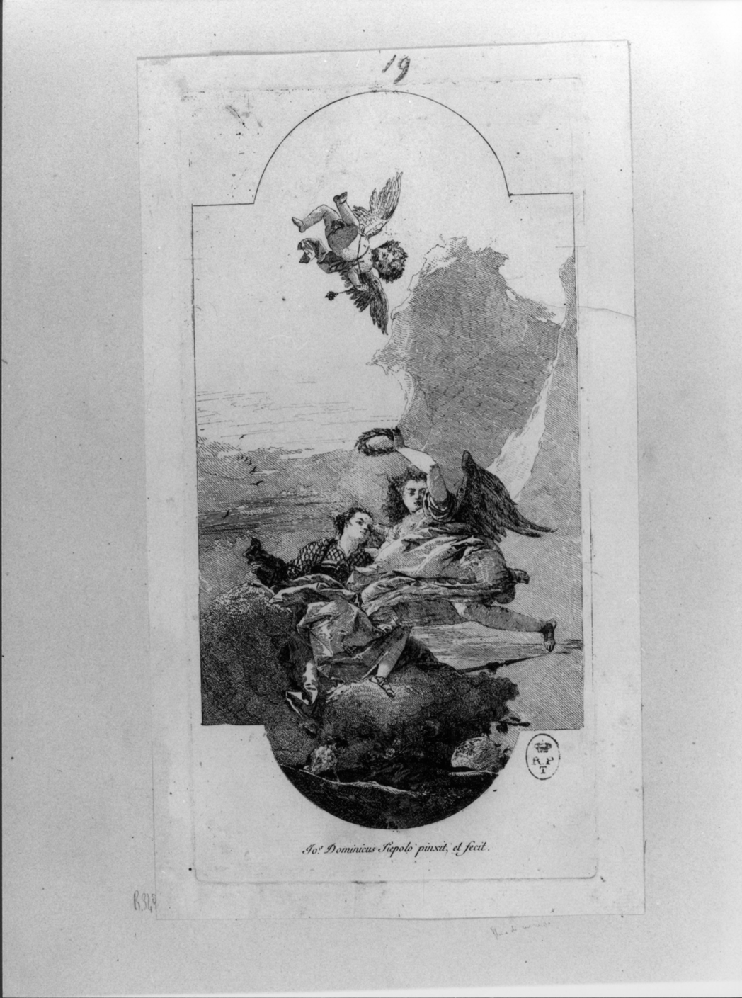 Allegoria della Gloria che incorona la Virtù, allegoria della Gloria che incorona la Virtù (stampa) di Tiepolo Gian Domenico (sec. XVIII)