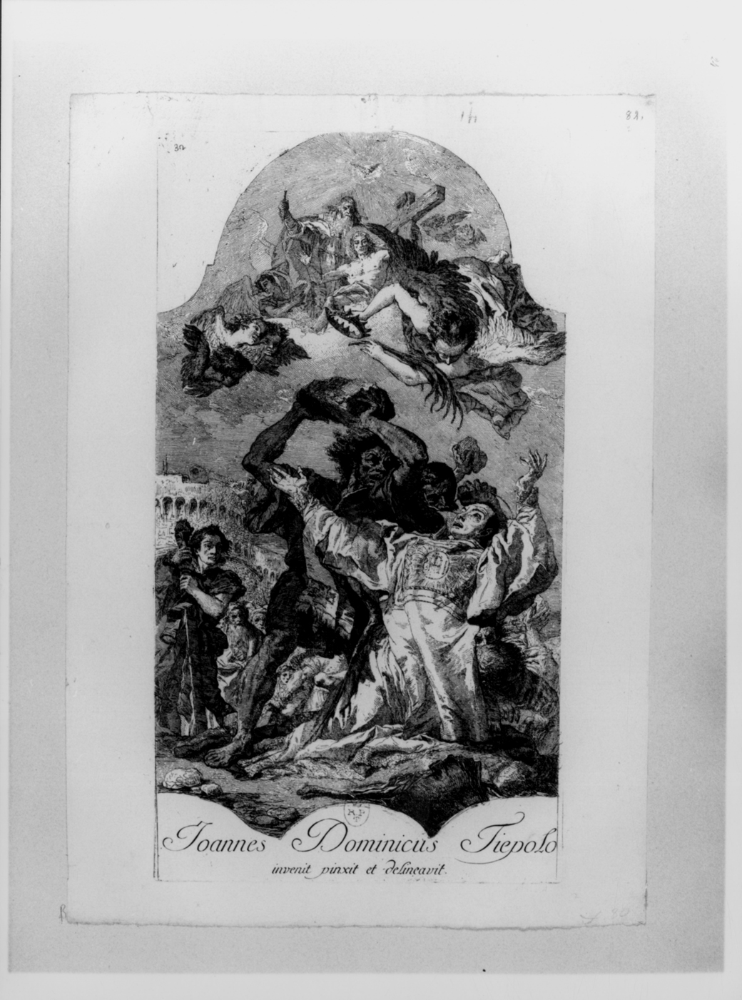 Lapidazione di Santo Stefano, martirio di Santo Stefano (stampa) di Tiepolo Gian Domenico (sec. XVIII)