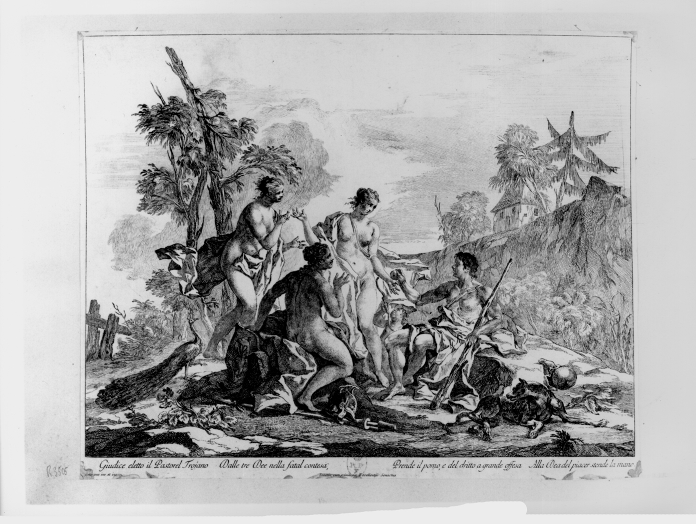 Giudizio di Paride (stampa smarginata) di Guarana Giacomo (seconda metà sec. XVIII)