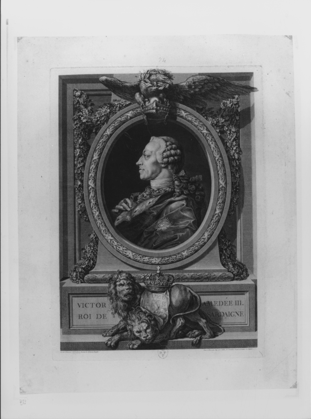 Ritratto di Vittorio Amedeo III di Savoia (stampa, elemento d'insieme) di Boucheron Giovanni Battista, De Saint Aubin Augustin (ultimo quarto sec. XVIII)