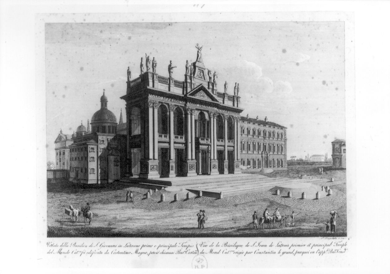 Veduta della basilica di San Giovanni in Laterano, Architettura (stampa smarginata) di Ruga Pietro (primo quarto sec. XIX)