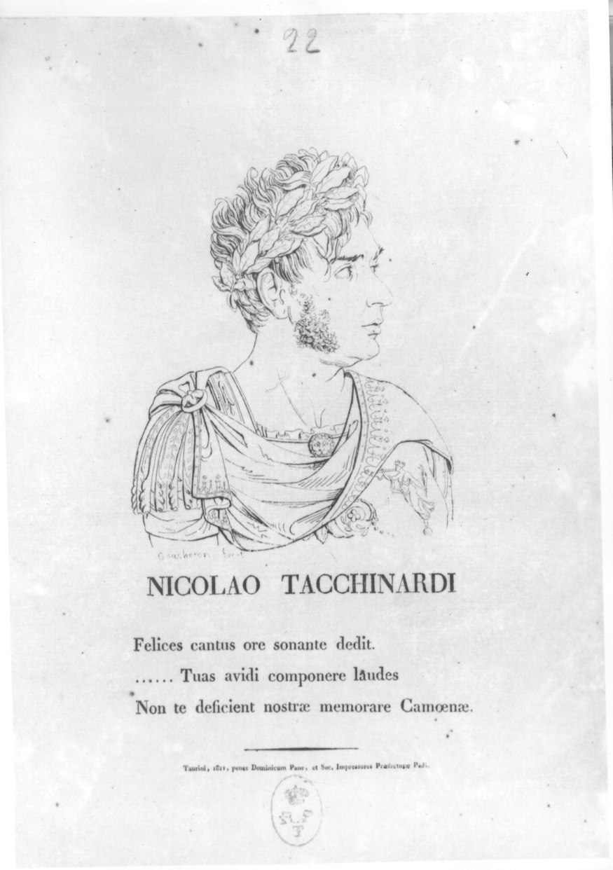 Ritratto di Nicolao Tacchinardi, ritratto d'uomo (stampa) di Boucheron Angelo Michele (primo quarto sec. XIX)