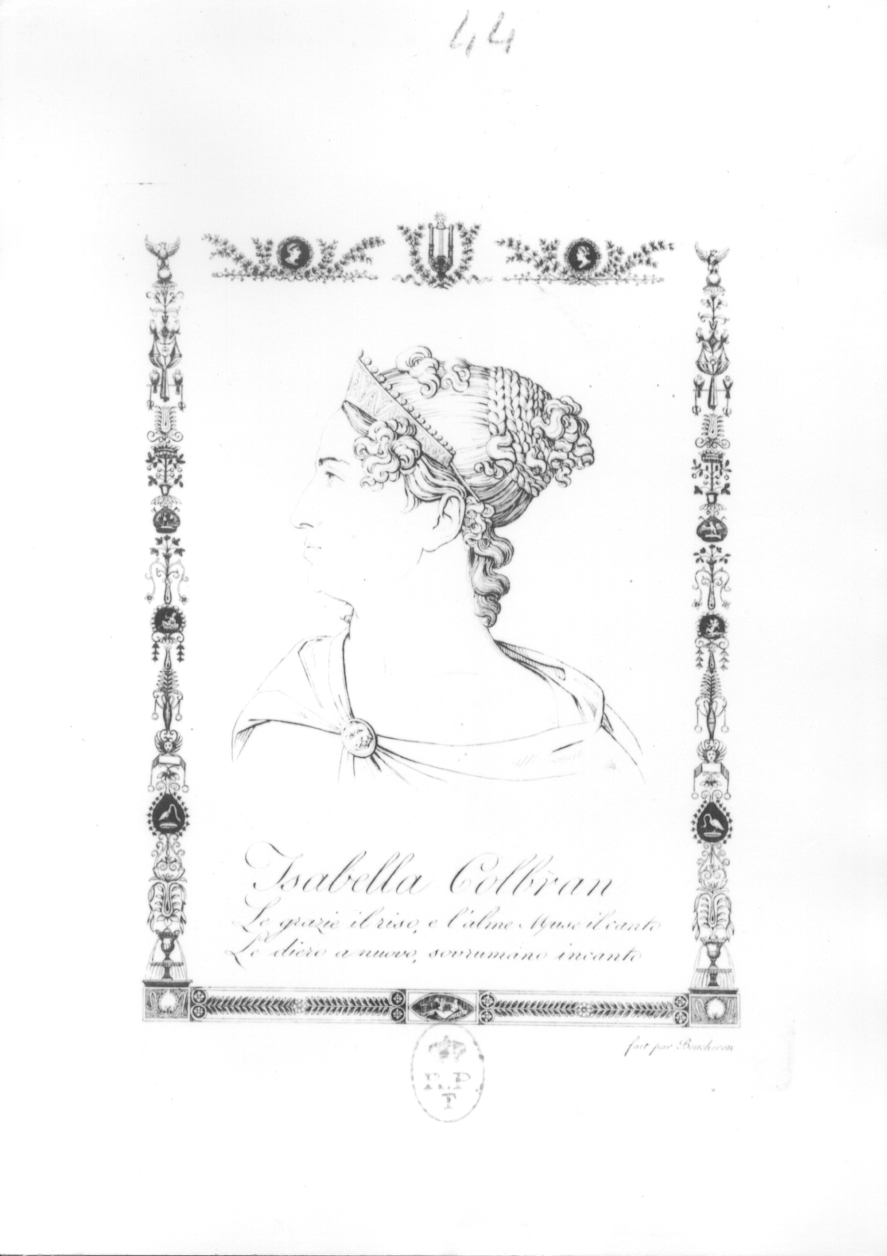 Ritratto di Isabella Colbran, Ritratto femminile (stampa) di Boucheron Angelo Michele (sec. XIX)