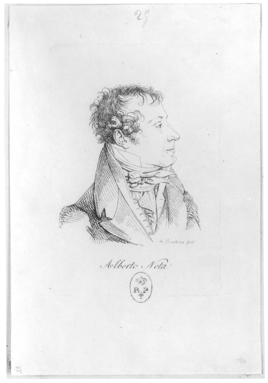 Ritratto di Alberto Nota, ritratto d'uomo (stampa) di Boucheron Angelo Michele (sec. XIX)
