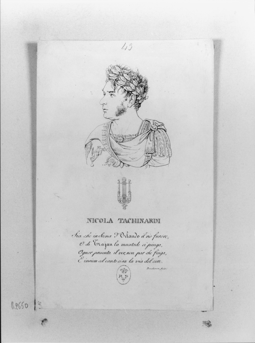 Ritratto di Nicola Tacchinardi (stampa, elemento d'insieme) di Boucheron Angelo Michele (primo quarto sec. XIX)
