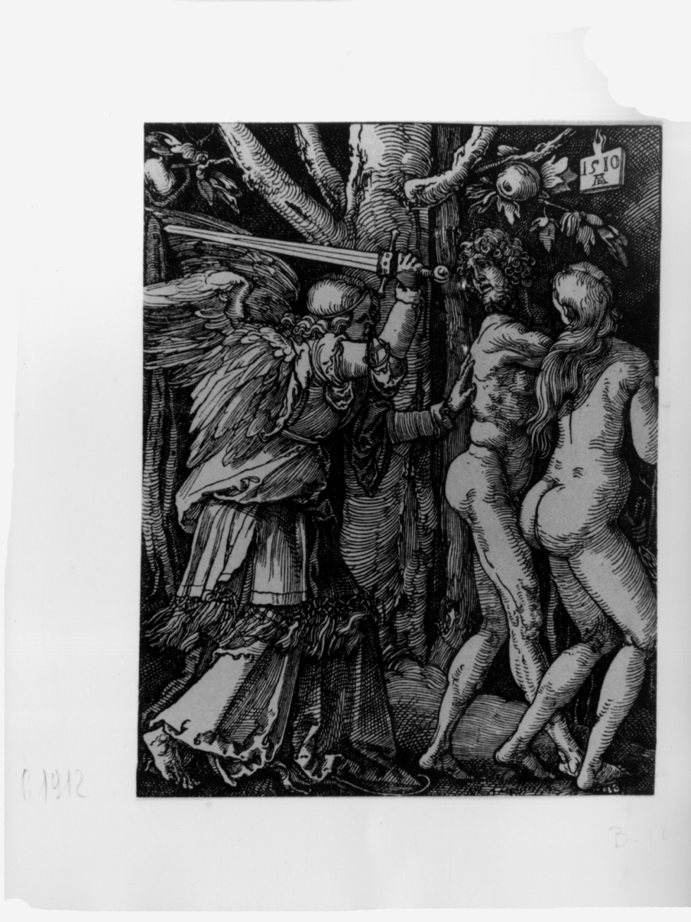 La cacciata di Adamo ed Eva, Adamo ed Eva cacciati dal paradiso terrestre (stampa smarginata) di Durer Albrecht, Deis Carl August - ambito tedesco (terzo quarto sec. XIX)