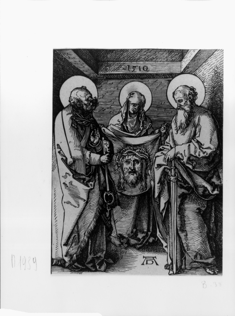 La Santa Veronica sostiene il velo, Santa Veronica sostiene il velo (stampa smarginata) di Durer Albrecht, Deis Carl August - ambito tedesco (terzo quarto sec. XIX)