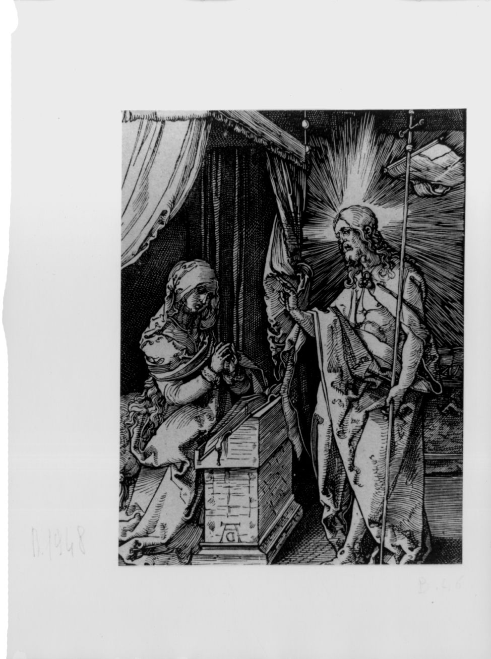 L'apparizione di Cristo risorto alla Madonna, apparizione di Cristo risorto alla Madonna (stampa smarginata) di Durer Albrecht, Deis Carl August - ambito tedesco (terzo quarto sec. XIX)