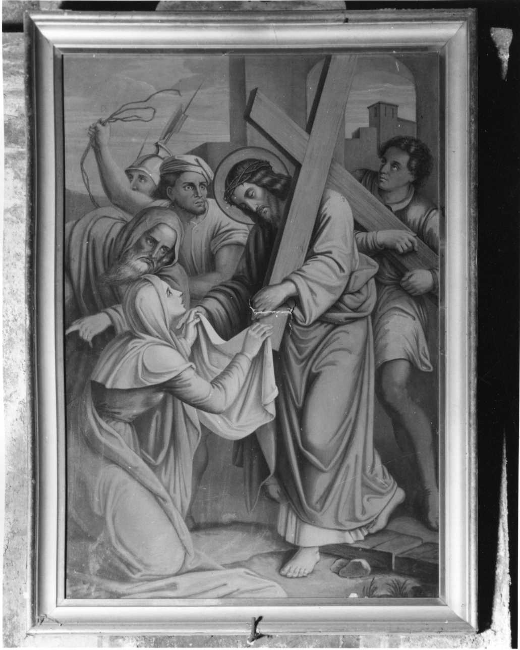 stazione VI: Gesù asciugato dalla Veronica (stampa, elemento d'insieme) - ambito piemontese (sec. XIX)