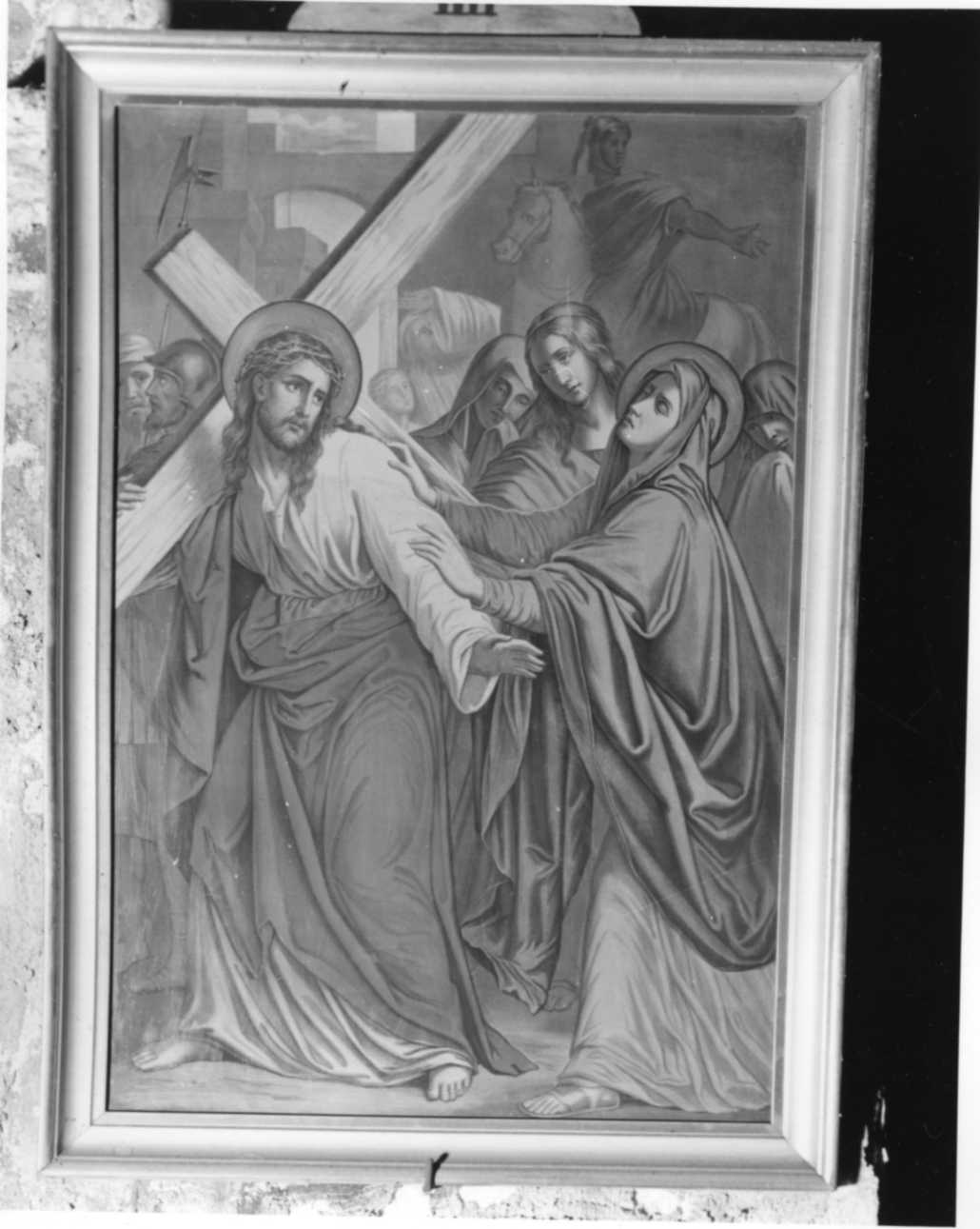 stazione IV: Gesù incontra la Madonna (stampa, elemento d'insieme) - ambito piemontese (sec. XIX)