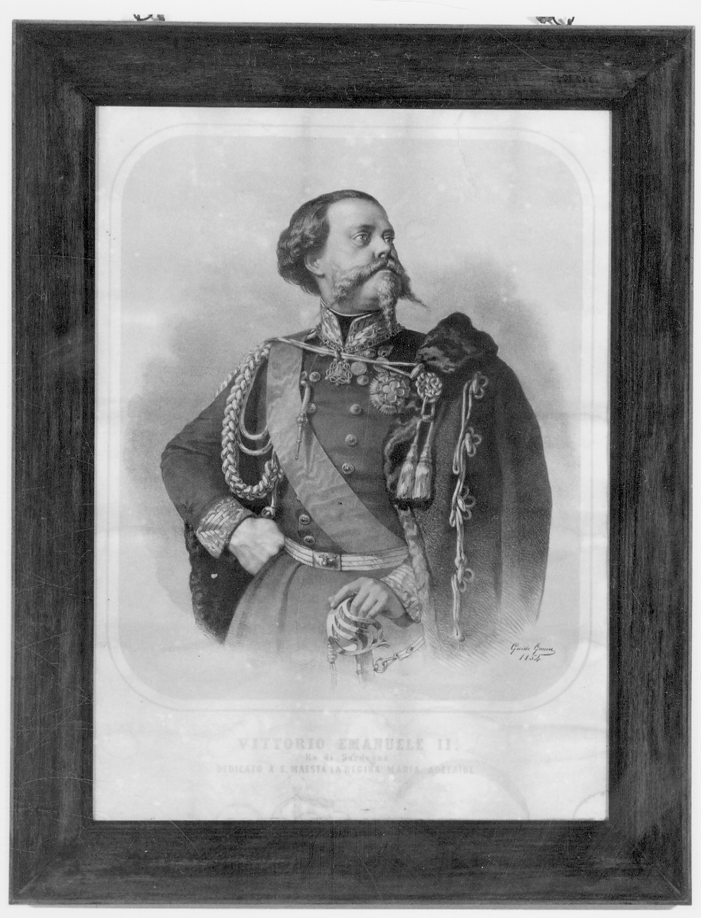 ritratto a mezzo busto di Vittorio Emanuele II di Savoia (stampa) di Gonin Guido (sec. XIX)